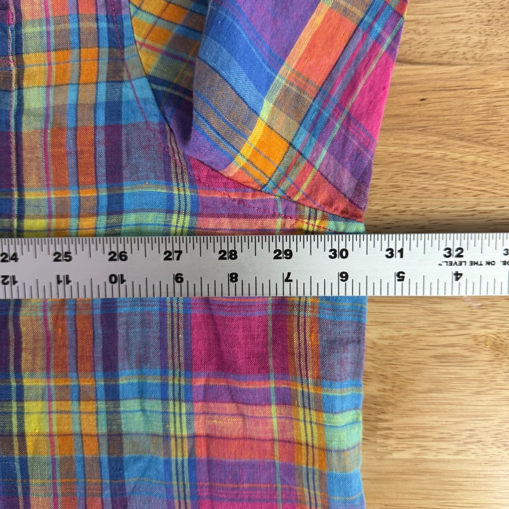 Tommy‎ Bahama Mens XXXL Colorful Plaid Linen Long Sleeve Button Up Shirt Coastal - Picture 6 of 8